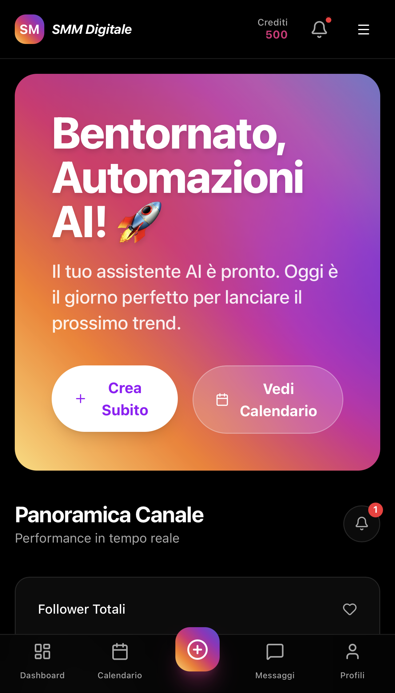 Dashboard AIutiti SMM — Social Media Manager AI